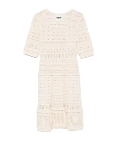 Isabel Marant Étoile Abril Short Openwork Knitted Dress In Neutral