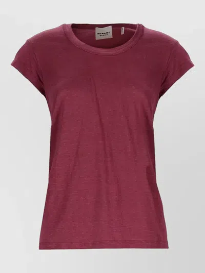 Isabel Marant Étoile Round Neck Short Sleeve Plain Top In Brown