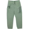 Isabel Marant Etoile Ruched Pocket Cargo Trousers In Green Linen In Green