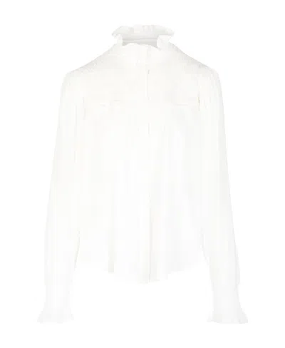 Isabel Marant Étoile Ruffle-detail Cotton-blend Shirt In White