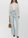 Isabel Marant Étoile Ruffle Detail Sheer Fabric Long Sleeve Top In White