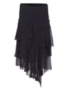 Isabel Marant Étoile Layered Sheer Skirt With Ruffled Flounces In Black