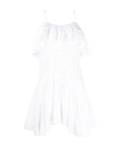 Isabel Marant Étoile Ruffled Broderie Anglaise Mini Dress In Weiss
