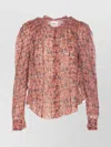 Isabel Marant Étoile Ruffled Collar Printed Long Sleeve Top In Brown