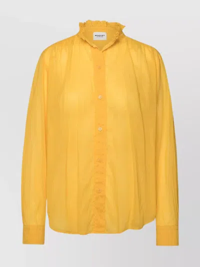 Isabel Marant Étoile 'ruffled Collar Sheer Fabric Shirt' In Yellow