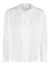 Isabel Marant Étoile Ruffled Front White Top With Long Sleeves And Elegant Collar In White