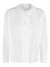 Isabel Marant Étoile Ruffled Front White Top With Long Sleeves And Elegant Collar In White