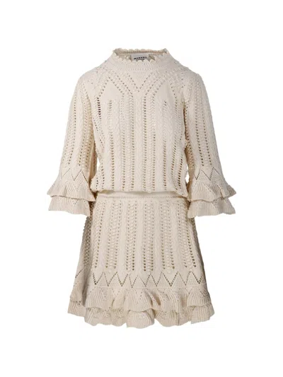 Isabel Marant Étoile Ruffled Knit Mini Dress In Brown