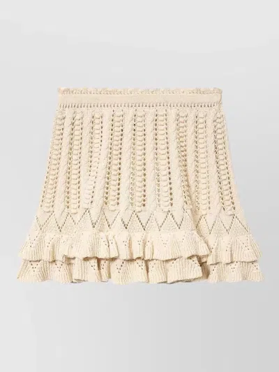 Isabel Marant Étoile Ruffled Knit Mini Skirt Neutral Design