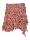 Isabel Marant Étoile Layered Ruffle Mini Skirt With Asymmetric Hem In Red