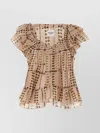 Isabel Marant Étoile Ruffled Sleeve Printed Top With Elastic Neckline In Multi