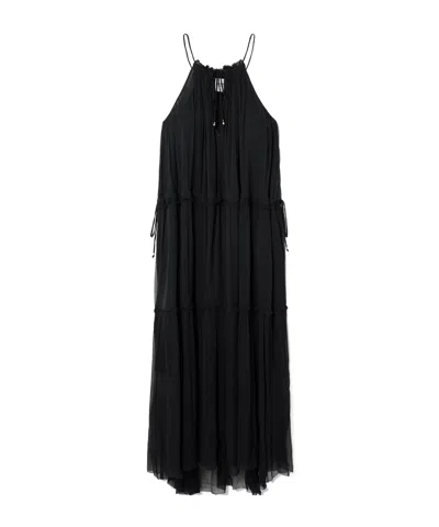 Isabel Marant Étoile Ruffled Tiered Chiffon Midi Dress In Black