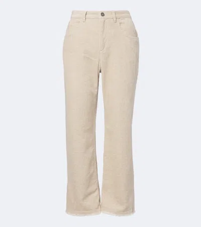 Isabel Marant Étoile Ruthie Cotton And Linen Corduroy Flared Pants In Sand