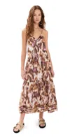 Isabel Marant Étoile Sabba Sleeveless Printed Midi Dress In Ecru/ochre