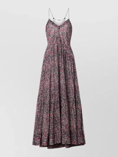 Isabel Marant Étoile Sabba Dress Floral Maxi Tiered Design In Pink