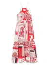 Isabel Marant Étoile Multicolor Sabbage Printed Cotton Midi Dress In Red