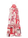 Isabel Marant Étoile Multicolor Sabbage Printed Cotton Midi Dress In Red