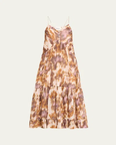 Isabel Marant Étoile Sabba Sleeveless Printed Midi Dress In Ecruochre