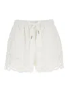 Isabel Marant Étoile 'safa' White Shorts With Elastic Drawstring Waist And Embroidered Hem In White