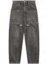 Isabel Marant Étoile Decorative Zip-detailing Tapered Jeans In Black