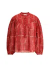 Isabel Marant Étoile 'salika' Red Crewneck Shirt With Puffed Sleeves And All-over Print