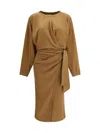 Isabel Marant Étoile Sandrina Long Sleeve Cotton Fleece Dress In Brown
