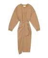 Isabel Marant Étoile Sandrina Long Sleeve Cotton Fleece Dress In Brown