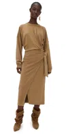 Isabel Marant Étoile Sandrina Long Sleeve Cotton Fleece Dress In Brown