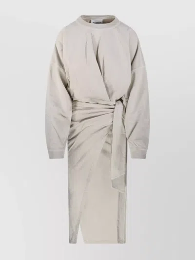 Isabel Marant Étoile Sandrina Gb Asymmetric Hem Dress With Waist Tie In Gray