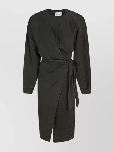 ISABEL MARANT ÉTOILE SANDRINA GB WRAP DRESS WITH WAIST TIE