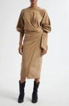 Isabel Marant Étoile Sandrina Long Sleeve Cotton Fleece Dress In Multi
