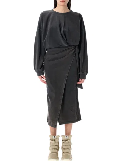 Isabel Marant Étoile Sandrine Draped Sweatshirt Dress In Black