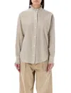Isabel Marant Étoile Saoli Ruffle-collar Striped Cotton Shirt In Neutrals
