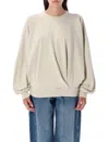 Isabel Marant Étoile Crew Neck Top Dropped Shoulders Long Sleeves In Neutral