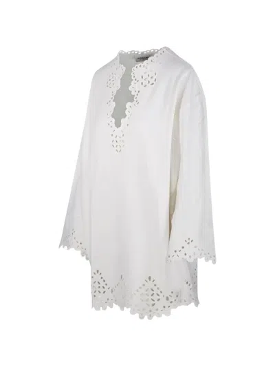 Isabel Marant Étoile Sherazade Scalloped Broderie Anglaise Cotton Mini Dress In White