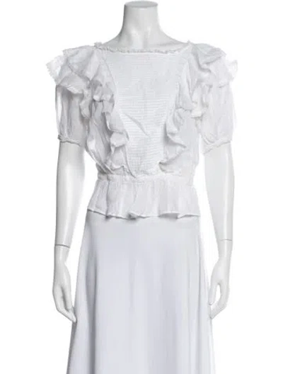 Pre-owned Isabel Marant Étoile Scoop Neck Short Sleeve Blouse In White