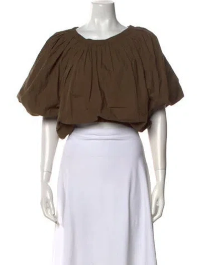 Pre-owned Isabel Marant Étoile Scoop Neck Short Sleeve Crop Top In Brown