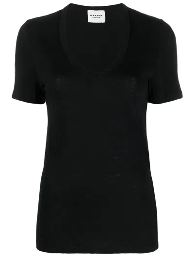 Isabel Marant Étoile Scoop-neck Short-sleeve T-shirt In Black