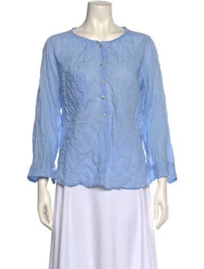 Pre-owned Isabel Marant Étoile Scoop Neck Three-quarter Sleeve Blouse In Blue