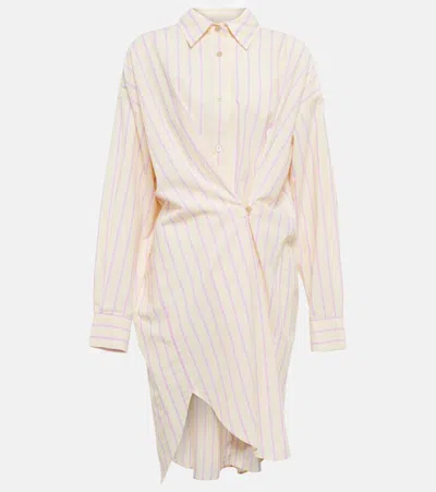 Isabel Marant Étoile Seen Striped Cotton Shirt Minidress In Giallo