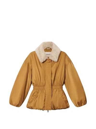 Isabel Marant Étoile Selja Faux-shearling-collar Coat In Yellow
