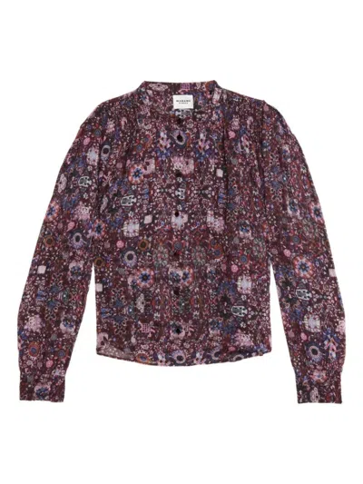 ISABEL MARANT ÉTOILE SEMI-SHEER VIOLA BLOUSE WITH FLORAL PATTERN