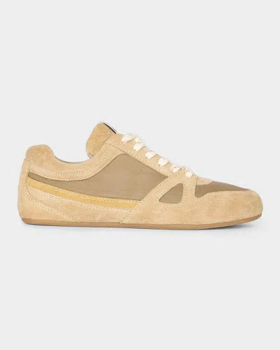 Isabel Marant Étoile Senny Canvas And Suede Low-top Sneakers In Gold