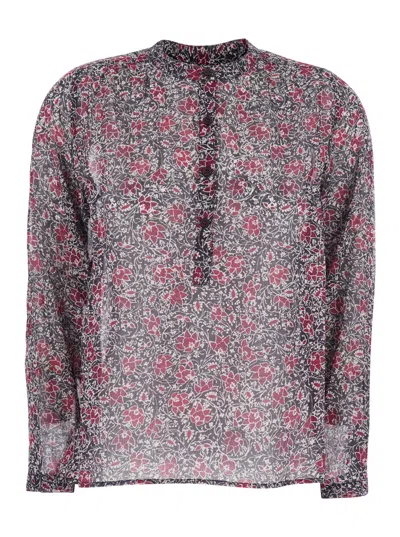 Isabel Marant Étoile Isabel Marant Etoile Serafino Neckline Floral Cotton Blouse With Button Front In Multi