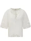 Isabel Marant Étoile Shana Scalloped Edge V-neck Top In White