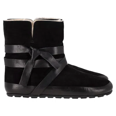 Isabel Marant Etoile Sheared Snow Boots In Black Suede