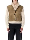 Isabel Marant Étoile Shearling Vest In Suede In Brown
