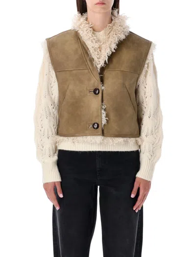 ISABEL MARANT ÉTOILE ISABEL MARANT ETOILE SHEARLING VEST IN SUEDE MARANT ÉTOILE