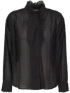 Isabel Marant Étoile Sheer Black Shirt With Ruffle Detailing In Black