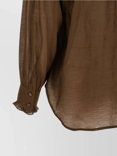 Isabel Marant Étoile Sheer Fabric Ruffled High Neck Top In Green
